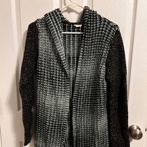 Oversized chunky knit sweater, ombré grey blue colors